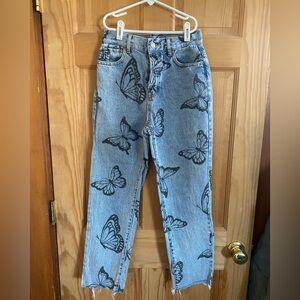 PacSun Blue Butterfly Straight Leg Jeans